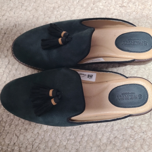 Sperry Black Suede Slip-on Loafers women's Size 8.5 - Picture 2 of 6